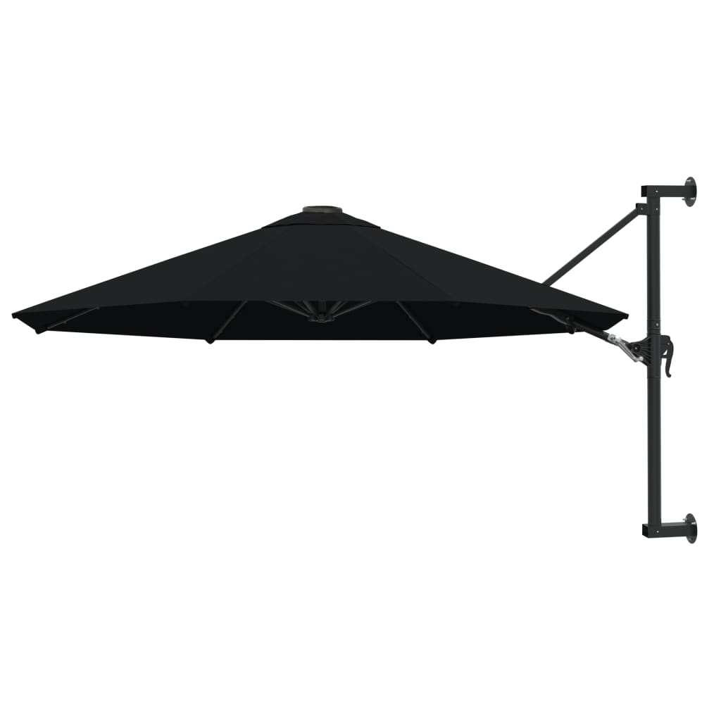 Vidaxl wandparasol met metalen paal 300 cm zwart