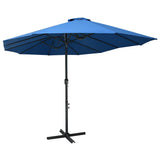 Vidaxl parasol met aluminium paal 460x270 cm blauw