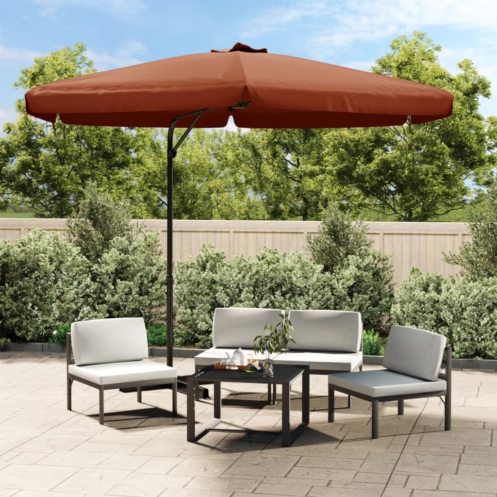 VidaXL Parasol met stalen paal 300 cm terracottakleurig