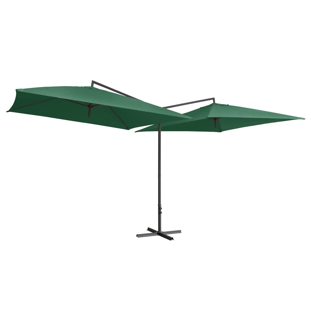 Vidaxl parasol dubbel met stalen paal 250x250 cm groen