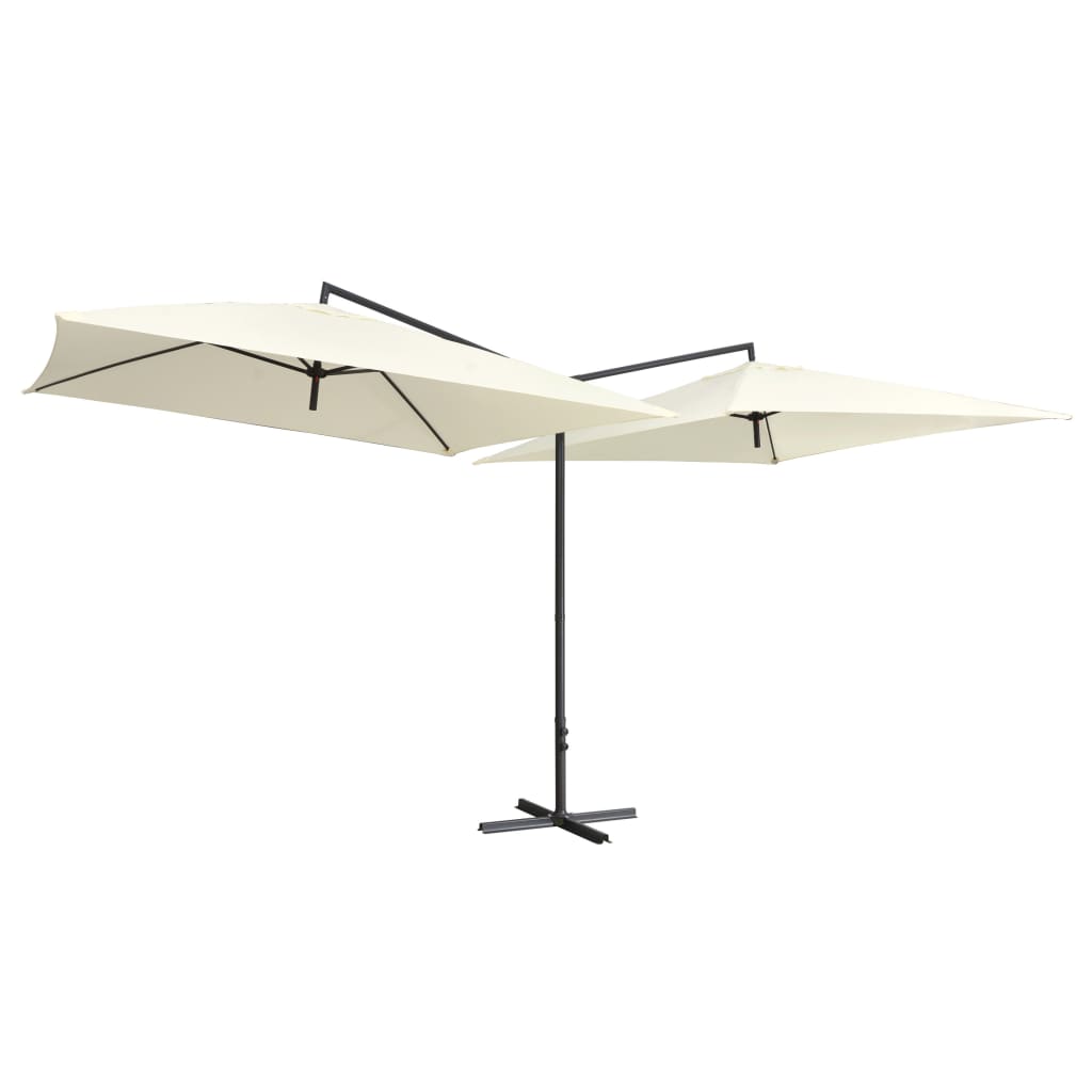 VidaXL Parasol dubbel met stalen paal 250x250 cm zandwit