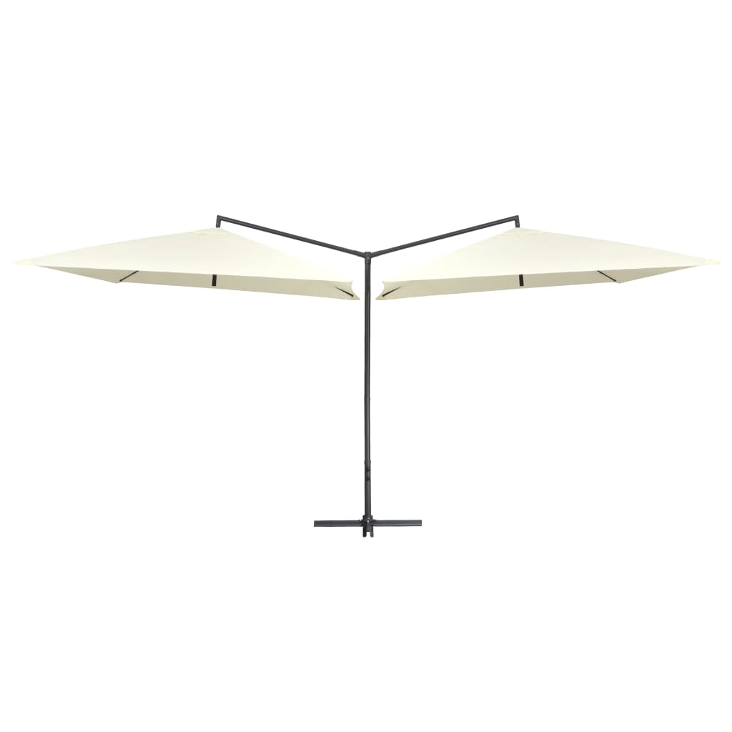 VidaXL Parasol dubbel met stalen paal 250x250 cm zandwit