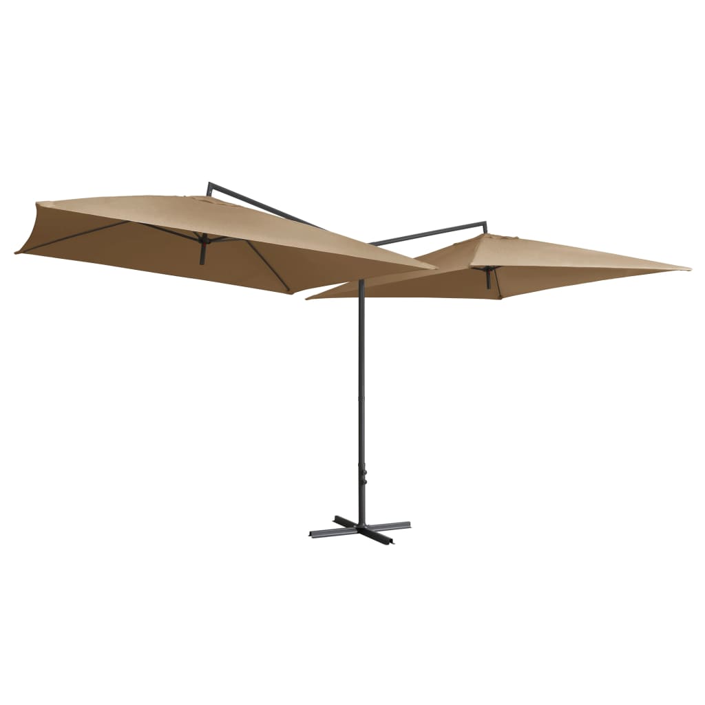 Vidaxl parasol dubbel met stalen paal 250x250 cm taupe