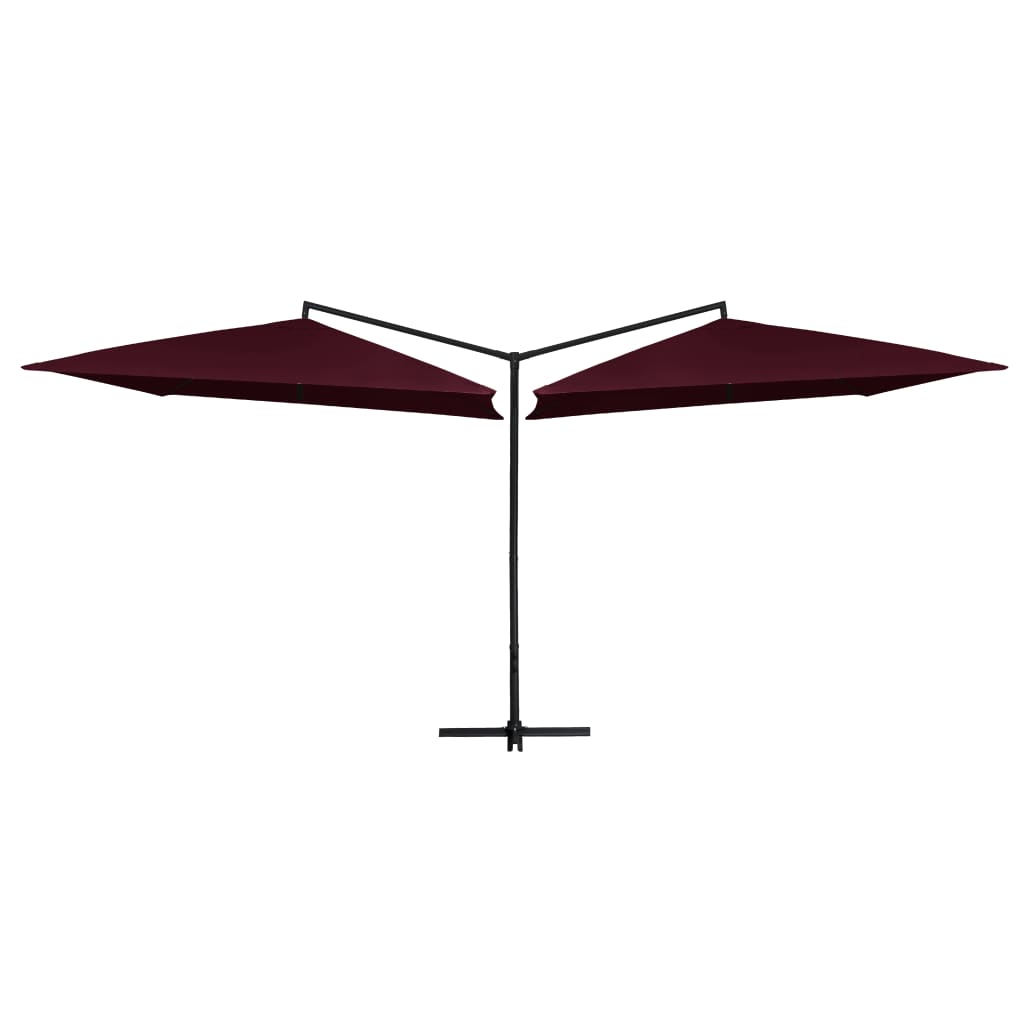 Vidaxl parasol dubbel met stalen paal 250x250 cm bordeauxrood