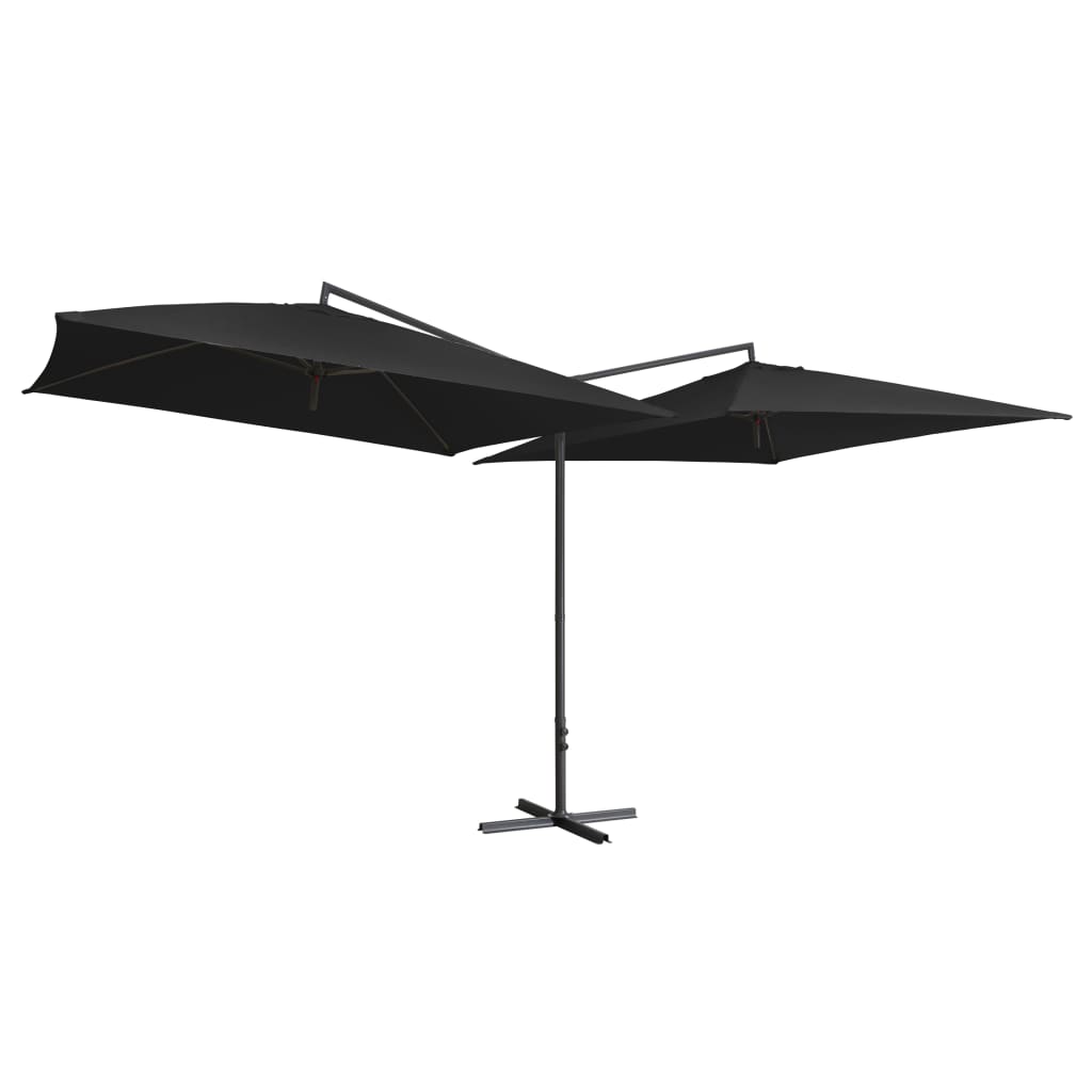 VidaXL Parasol dubbel met stalen paal 250x250 cm zwart