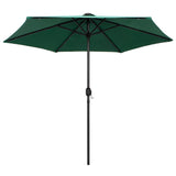 Vidaxl parasol met led-verlichting en aluminium paal 270 cm groen