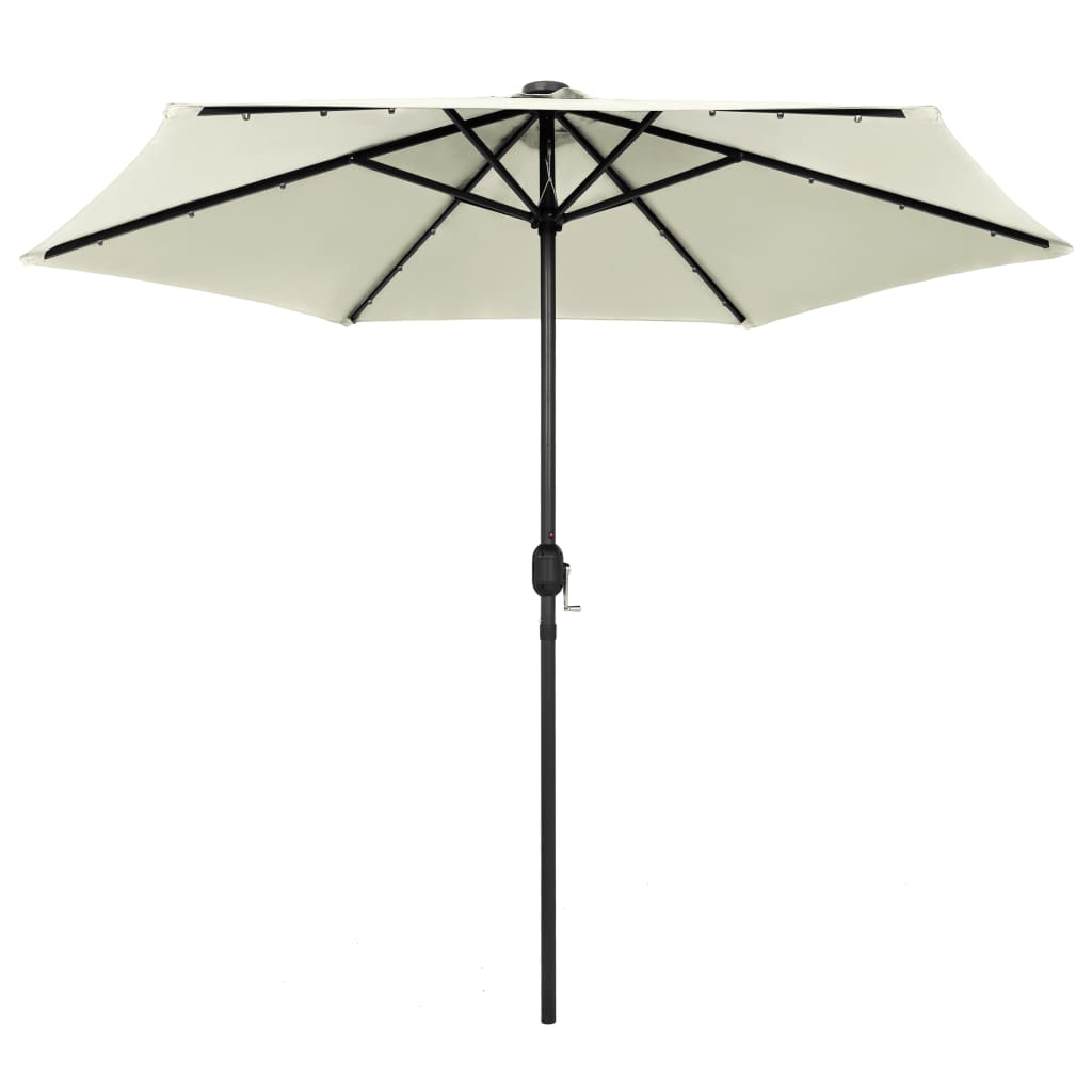 Vidaxl parasol met led-verlichting en aluminium paal 270 cm zandwit