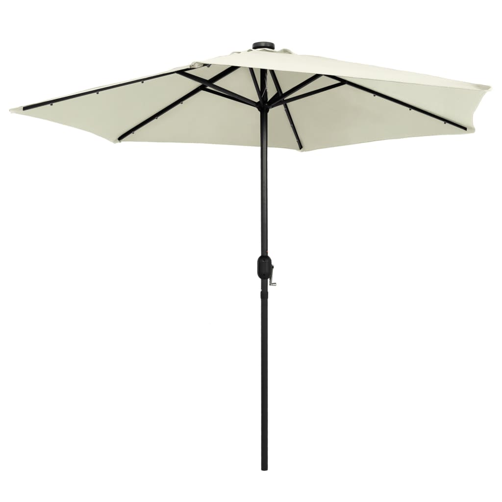 Vidaxl parasol met led-verlichting en aluminium paal 270 cm zandwit