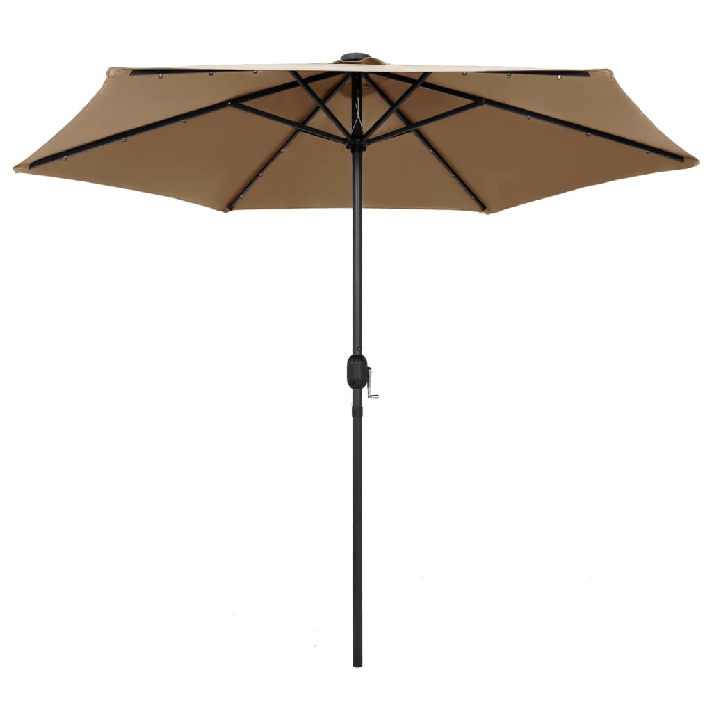 Vidaxl parasol met led-verlichting en aluminium paal 270 cm taupe