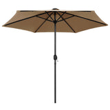 Vidaxl parasol met led-verlichting en aluminium paal 270 cm taupe