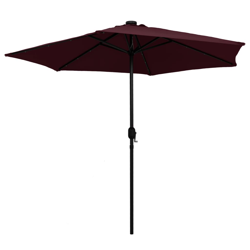 Vidaxl parasol met led-verlichting aluminium paal 270 cm bordeauxrood