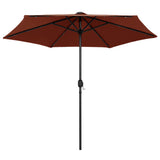 VidaXL Parasol met LED-verlichting en aluminium paal 270 cm terracotta