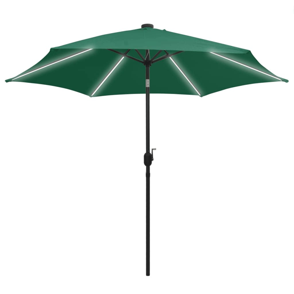 Vidaxl parasol met led-verlichting en aluminium paal 300 cm groen