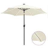 Vidaxl parasol met led-verlichting en aluminium paal 300 cm zandwit