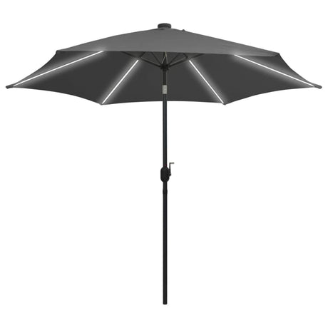Vidaxl parasol met led-verlichting en aluminium paal 300 cm antraciet
