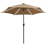 Vidaxl parasol met led-verlichting en aluminium paal 300 cm taupe