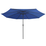 VidaXL Parasol met metalen paal 390 cm azuurblauw