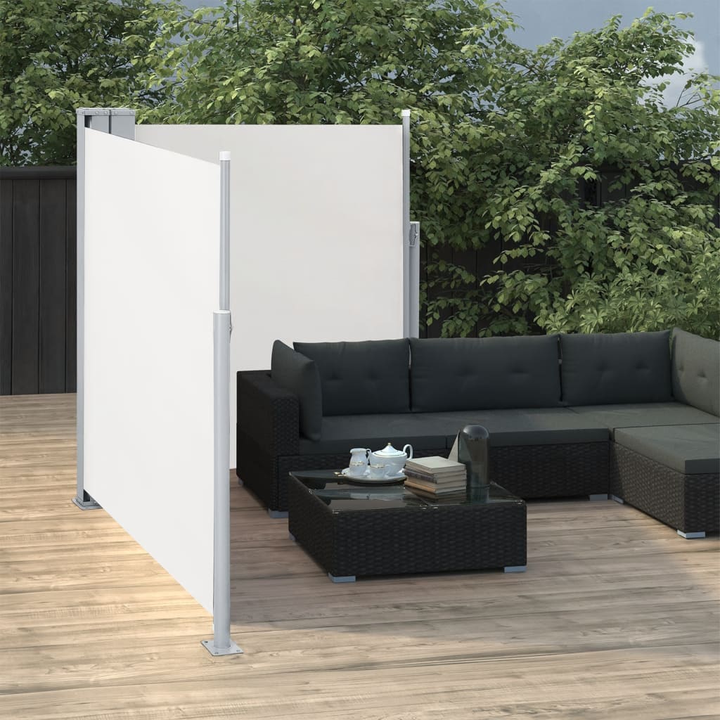 VidaXL Tuinscherm uittrekbaar dubbel 170x600 cm crème