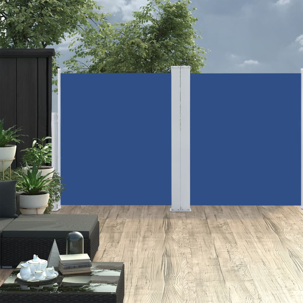 VidaXL Windscherm uittrekbaar 170x600 cm blauw