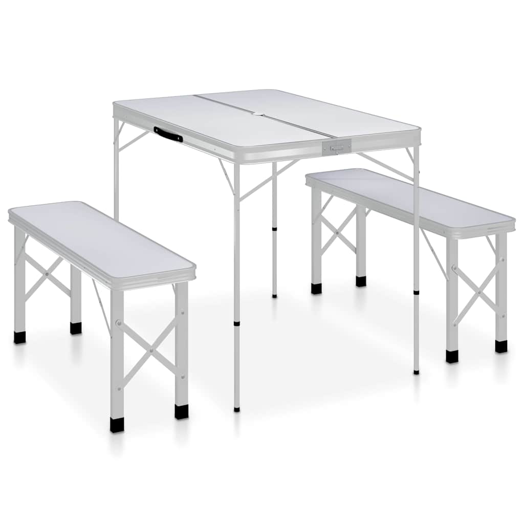 Vidaxl campingtafel inklapbaar met 2 banken aluminium wit