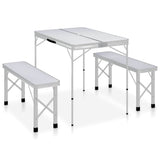 Vidaxl campingtafel inklapbaar met 2 banken aluminium wit