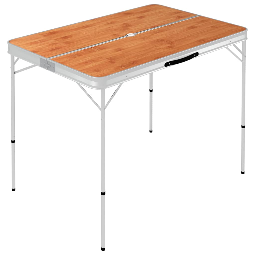 Vidaxl campingtafel inklapbaar met 2 banken aluminium bruin
