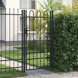 Vidaxl poort met gebogen bovenkant enkel 1x1,75 m staal zwart