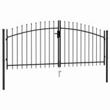 Vidaxl poort met puntige bovenkant dubbel 3x1,25 m staal zwart
