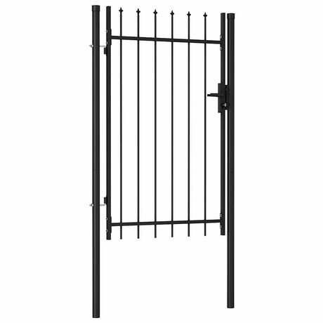 Vidaxl poort met puntige bovenkant enkel 1x1,5 m staal zwart