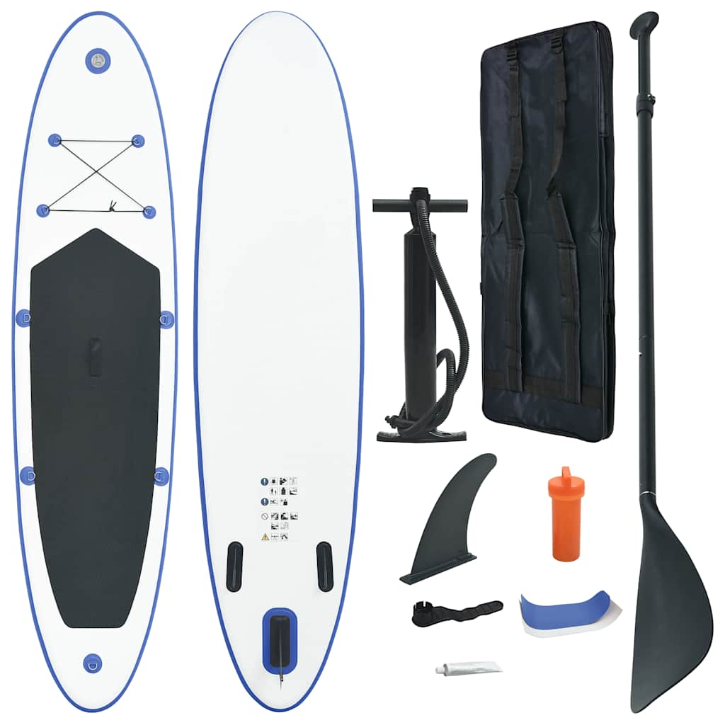 Vidaxl stand up paddleboardset opblaasbaar blauw en wit