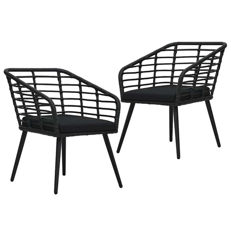 Vidaxl tuinstoelen 2 st met kussens poly rattan zwart