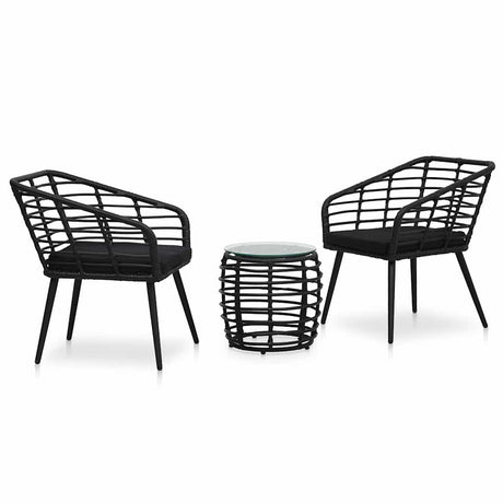 Vidaxl 3-delige bistroset poly rattan zwart