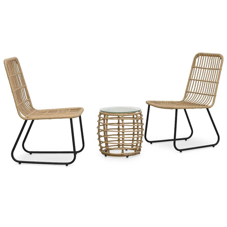 Vidaxl 3-delige bistroset poly rattan eikenkleurig