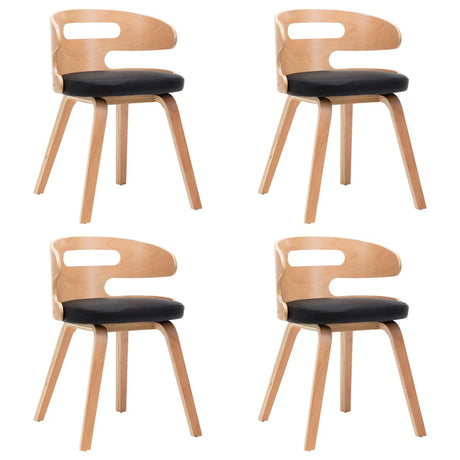 Vidaxl eetkamerstoelen 4 st gebogen hout en kunstleer zwart