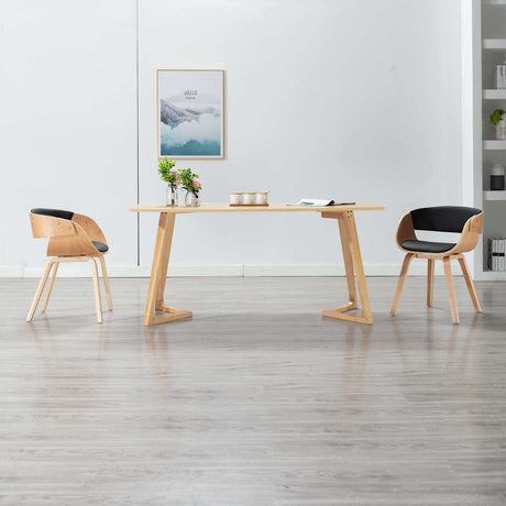 Vidaxl eetkamerstoelen 2 st gebogen hout en kunstleer