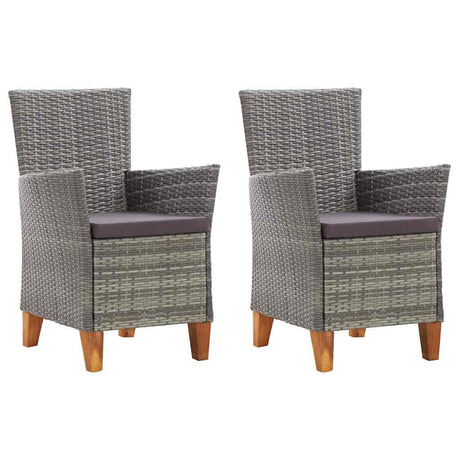 Vidaxl tuinstoelen 2 st met kussens poly rattan grijs
