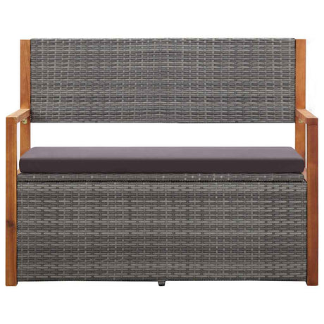 Vidaxl opbergbankje 115 cm poly rattan en massief acaciahout grijs