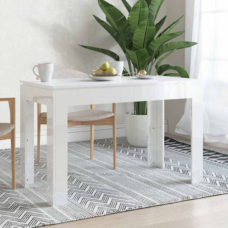 Vidaxl eettafel 120x60x76 cm bewerkt hout hoogglans wit