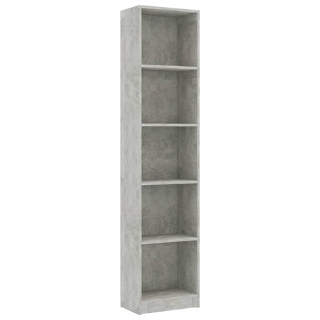 Vidaxl boekenkast met 5 schappen 40x24x175 cm bewerkt hout betongrijs