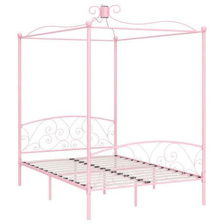 Vidaxl hemelbedframe metaal roze 140x200 cm