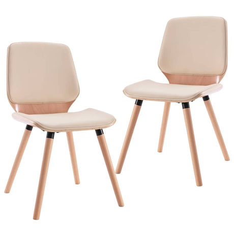 Vidaxl eetkamerstoelen 2 st kunstleer crème