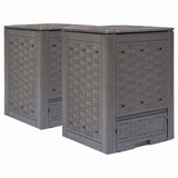 Vidaxl compostbakken 2 st 600 l 60x60x83 cm kunststof rattan bruin