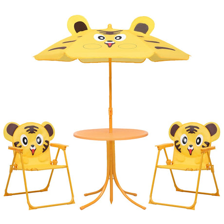 Vidaxl 3-delige bistroset voor kinderen met parasol geel