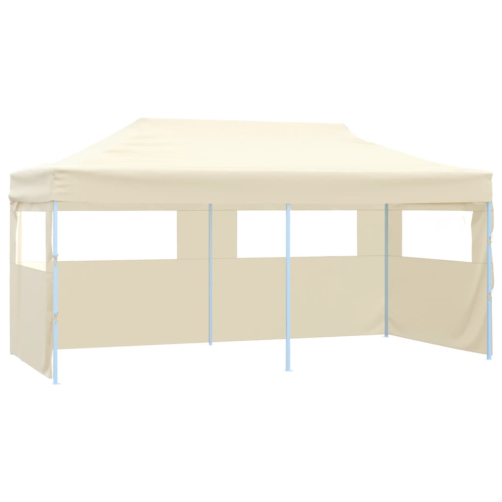 VidaXL Partytent met 4 zijwanden inklapbaar 3x6 m staal crème