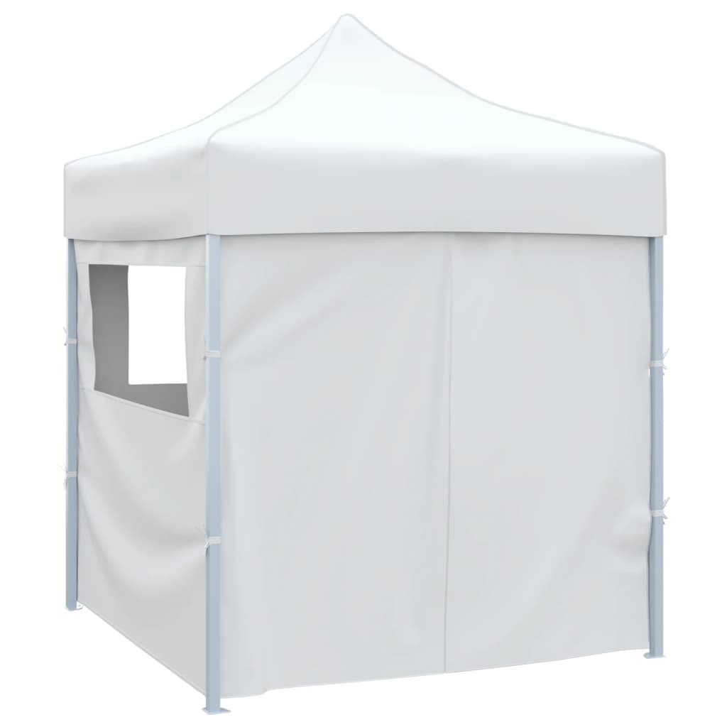 Vidaxl partytent met 4 zijwanden inklapbaar 2x2 m staal wit