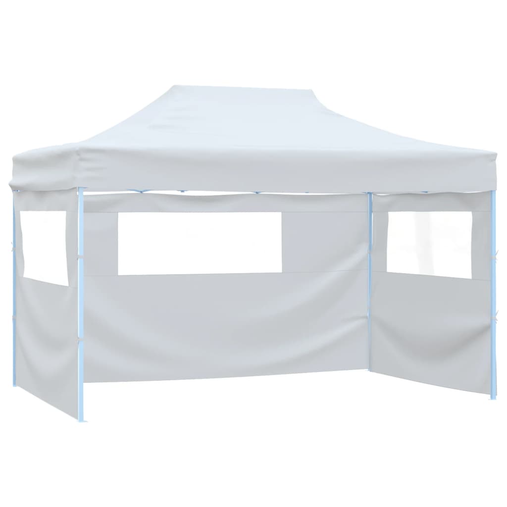 Vidaxl partytent met 3 zijwanden inklapbaar 3x4 m staal wit