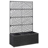 Vidaxl latwerkplantenbak verhoogd met potten 83x30x130 cm rattan zwart