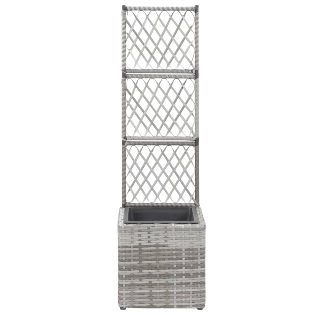 Vidaxl latwerkplantenbak verhoogd met 1 pot 30x30x107 cm rattan grijs