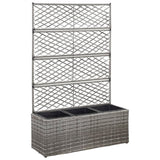 Vidaxl latwerkplantenbak verhoogd met potten 83x30x130 cm rattan grijs