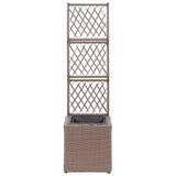 VidaXL Latwerkplantenbak verhoogd met 1 pot 30x30x107 cm rattan bruin